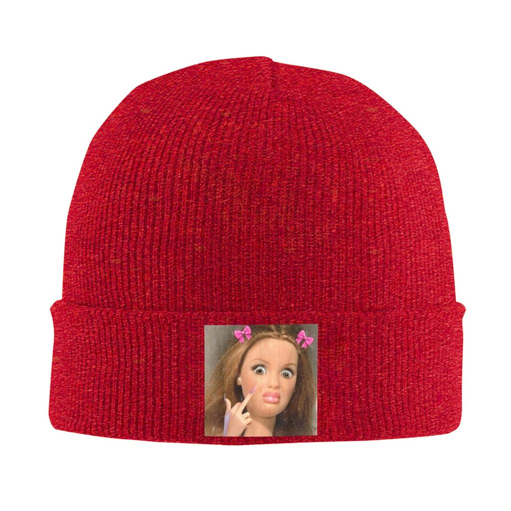 Disgusted Doll Meme Face Knitting Hat Beanie Hats Gym Warm Soft Unisex Adult Bonnet Hats Autumn Design Casual Caps Gift