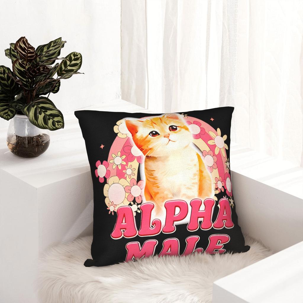 Decorative Pillow Covers Alpha Male Cat Kitten Funny Accessories Home Throw Pillow Case Cover Zipper Multi Size