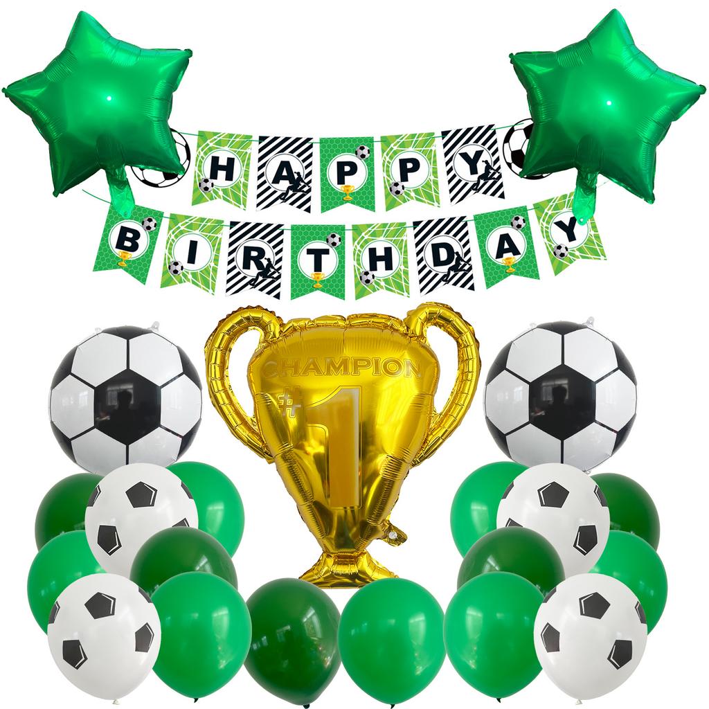 Neue Fußball Trophäe Aluminiumfolienballon Flaggen Set Geburtstagsballon Party Dekoration Sportthema