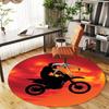 1pc Motorcycle Sunset Round Chair mat Area Rug - Non-Slip, Floor Mat for Office, Bedroom, home decor Christmas Gift p0811055