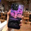 Highway sunset tempered glass phone case suitable for iPhone17 16 15 14 13 12 11Pro/Max/Plus anti drop and shockproof back cover