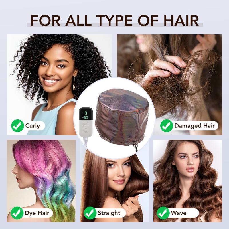 Waterproof Thermal Hair Steamer Cap 10 Heating Levels Hair Mask Care Cap for Women Home 