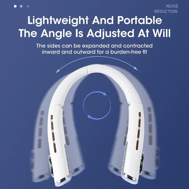 4000mAh Hanging Neck Fan Portable USB Rechargeable Bladeless 720 Rotation for Outdoors Travel Sports