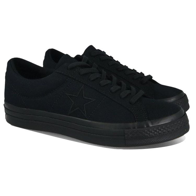 Converse One Star Leather Casual Slip Resistant Durable Lightweight Low Top Skate Shoes Unisex Sneakers Black 163380C