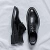 British Men'S Shoes Black Trend Casual Business Dress Leather Shoes With Suit Men'S Pointed Leather Shoes 66773-5-R