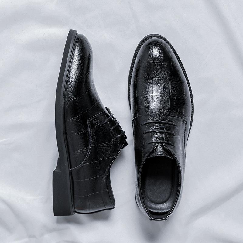 British Men'S Shoes Black Trend Casual Business Dress Leather Shoes With Suit Men'S Pointed Leather Shoes 66773-5-R