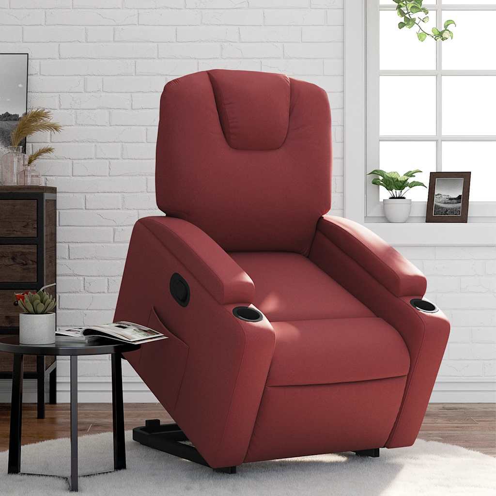Recliner Chair with Rising Function Burgundy Artificial Leather