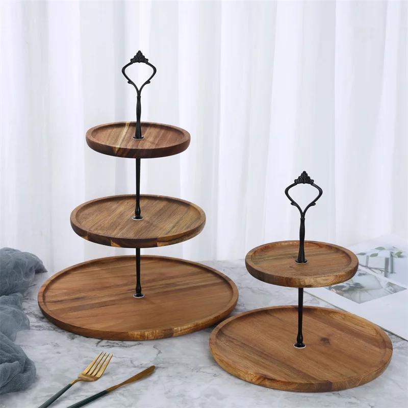 2/3-layer Removable Cake Stand Wooden Dried Fruit Tray Fruit Snack Dish Wedding Dessert Candy Display Rack Cupcake Fruit Plate