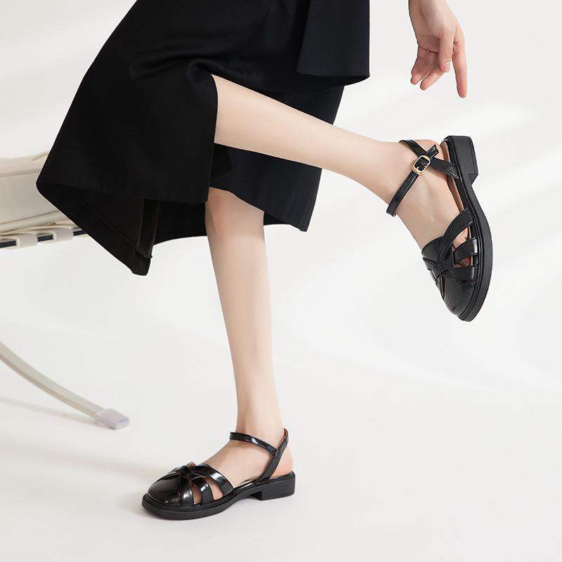 Augustine Bag Head Sandals Women's Summer 2025 New Retro Roman Style Woven Pig Cage Shoes Outer Sandals