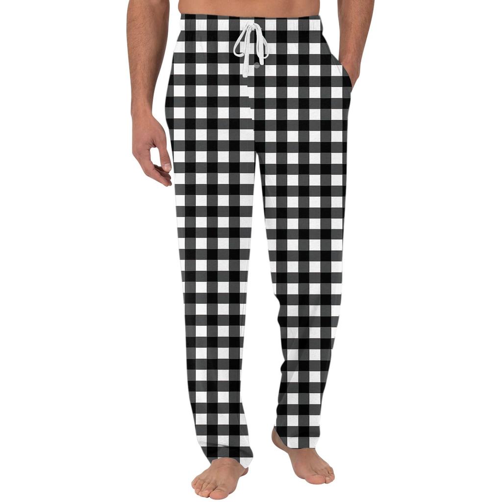 Men's Custom Pajama Pants with Pockets, Casual Long Sleep Pants for Home