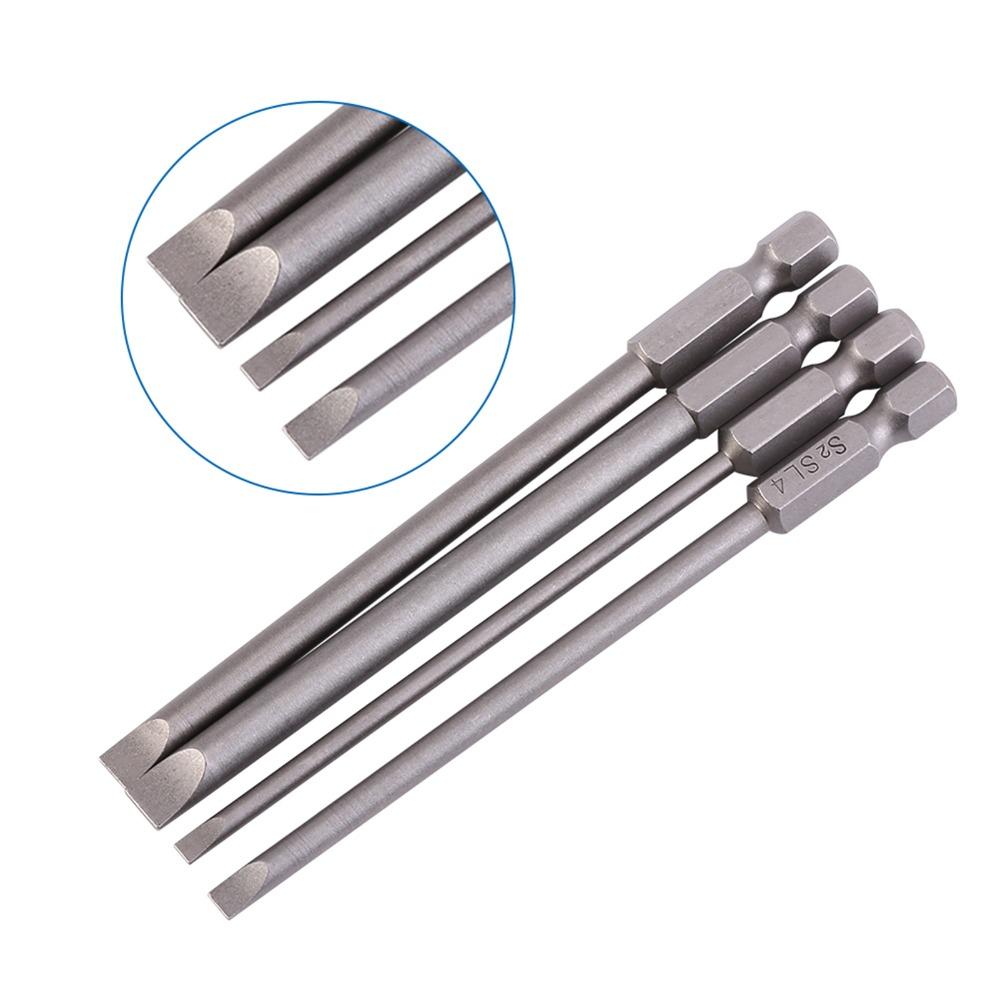 4 Pcs 100mm / 4 Inch Length Flat Head Screwdriver Bits Power Tool Drill Bits  Power Tool Accessories