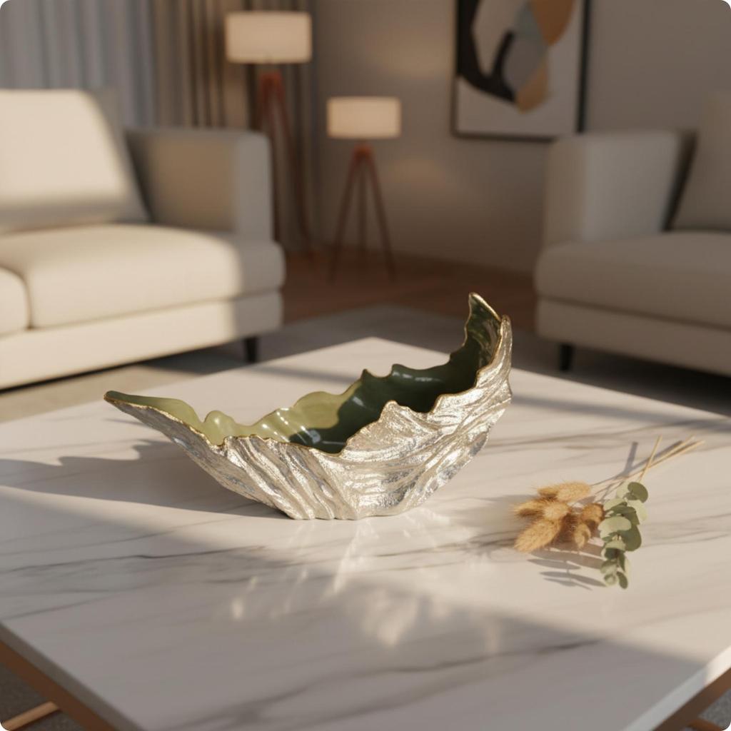 Sculptural Decorative Bowl with Enamel Finish Multifunctional Aluminum Fruit
