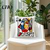 Kleurrijk Sierkussen Kaartspel Kussen, Schoppen Heer Vrouw Boer Pluche Grappig Woonkamer Accent Decoratief Kussen met 3D Borduurwerk voor