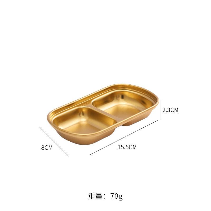 Stainless Steel Seasoning Dish Korean Metal Barbecue Sauce Dipping Dish Plate Kitchen Accessory