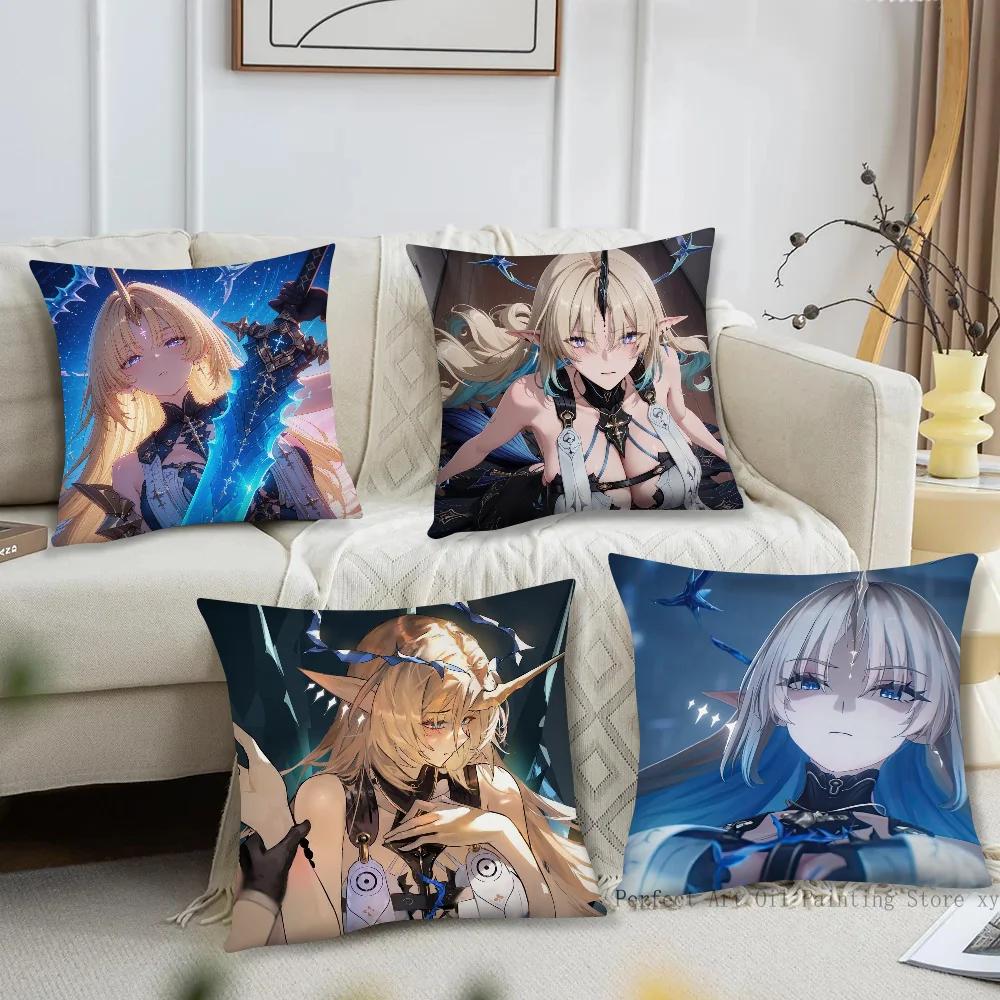 Fleurdelys Anime Game W-Wuthering Waves Pillow Case Square Pillow Bedroom Sofa Leisure Comfort Living Room Home Decoration 40X40