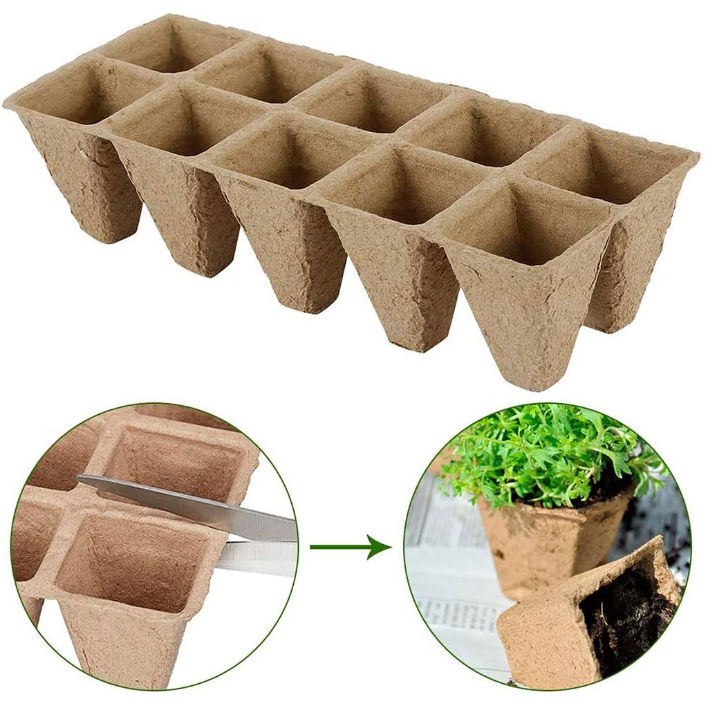 Peat Pots Seed Trays Seedling Pots Germination Trays 10 Cells