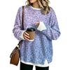 Women's Fashion Flannel Round Neck Two-Piece Leopard Print Top for Casual Everyday Wear