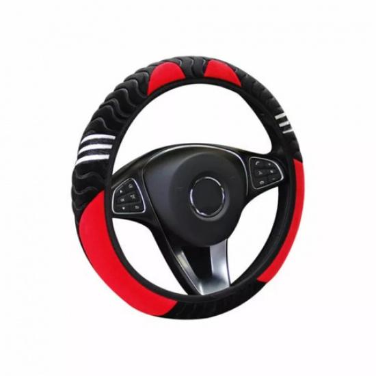 Booster Cover Red + Black Non Slip Auto Car Steering Wheel Interior Accessories