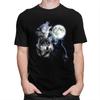 Wolves Howling At The Moon T Shirts Unisex Short Sleeve Tshirts Streetwear Graphic Tee 100 Cotton Loose Oversized Clothing