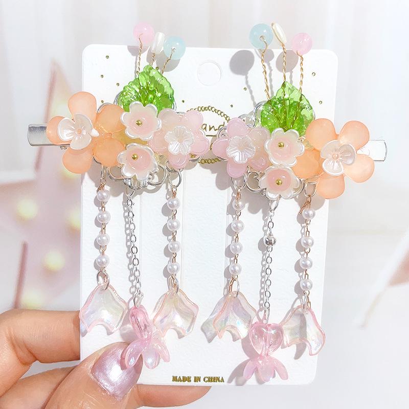 Ancient Style Children's Hanfu Hairpin with Tassel and Forehead Chain