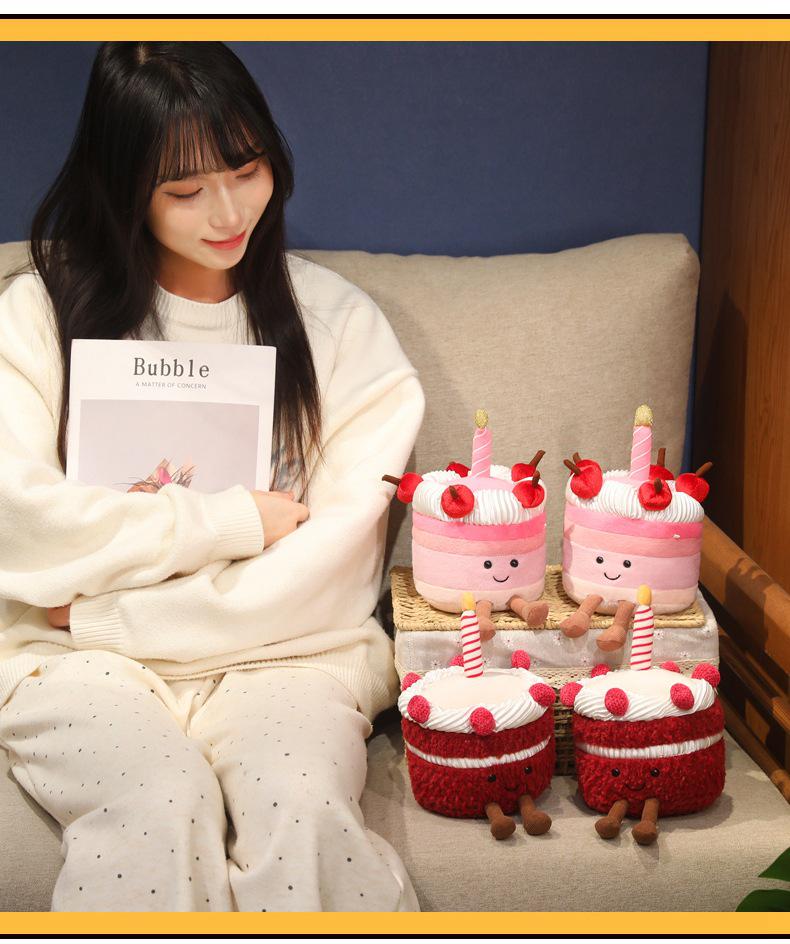 Douyin Xiaohongshu Cherry Red Velvet Cake Plush Doll Gift