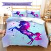 Star Uni-horse Pattern Bedding Quilt Set Quilt Cover Pillowcase Home Decoration Gift (1 * duvet cover + 2 * pillowcase, without core)