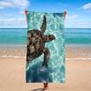 Creative and Turtle Pattern Printed Beach Towel, Super Absorbent and Fashionable Summer Beach Blanket, Multifunctio