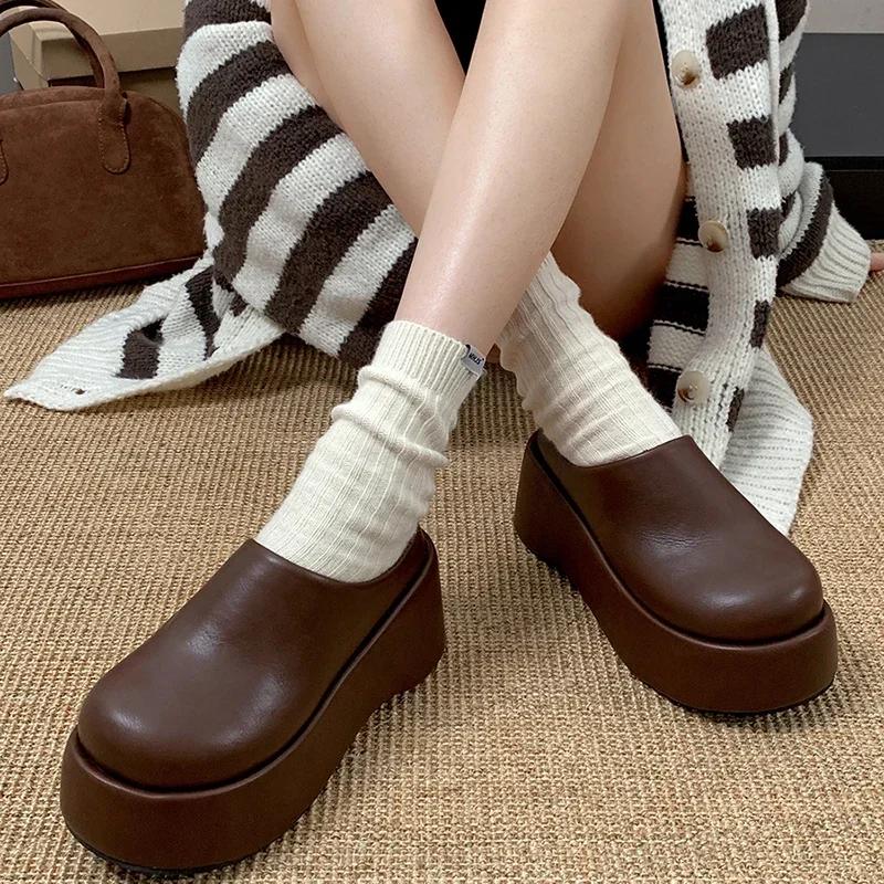 Fashion Platform Flats Women Mules Slippers Casual Outdoor Warm Slides Autumn Winter Comfort Women's Shoes