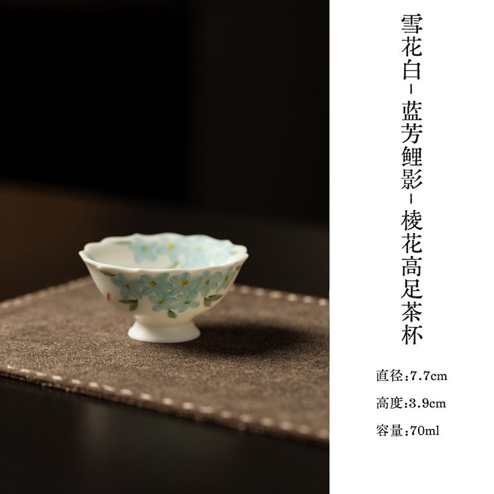 

2pc/lot Hand-painted Blue Flowers Teacup Elegant Tea Bowl Water Jug Tea-tasting Smelling Cup Chazhan Master Cups Teaware 70ml As Your Choose