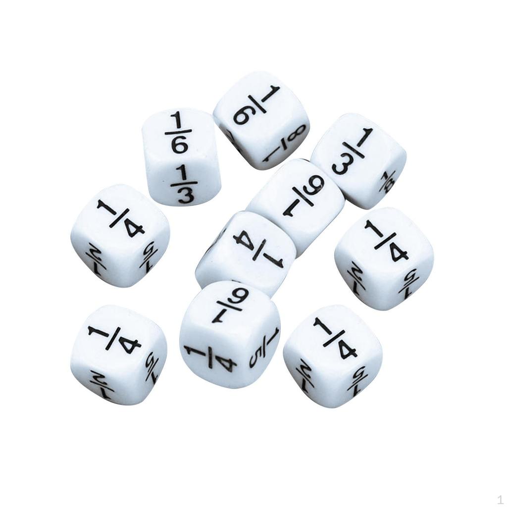10Pcs Fraction Dice Math Teaching Set Montessori Toy Measure 0.6x0.6Inches Creative