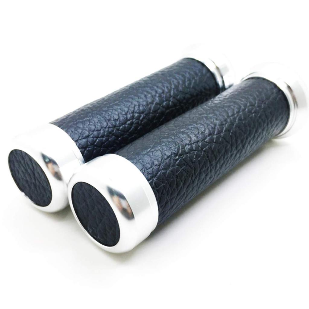 HWT Motorcycle Leather Grip Set of 2 Aluminum Handle 22.2mm