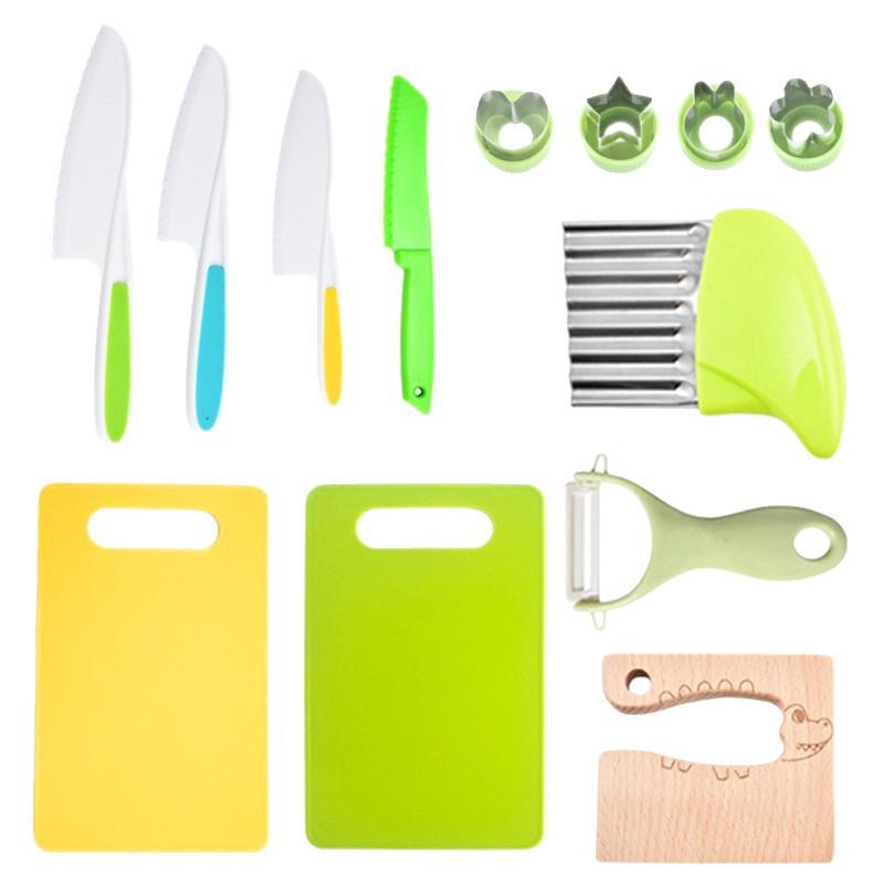 46-Piece Children's Safe Kitchen Set: Plastic Fruit & Vegetable Knives with Embossing Molds and Baby Food Tools. Multiple Styles Available.