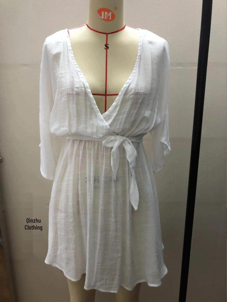 New Cross-Border Sun Protection Beach Cardigan - Sexy Tie-Up Bikini Cover-Up Dress