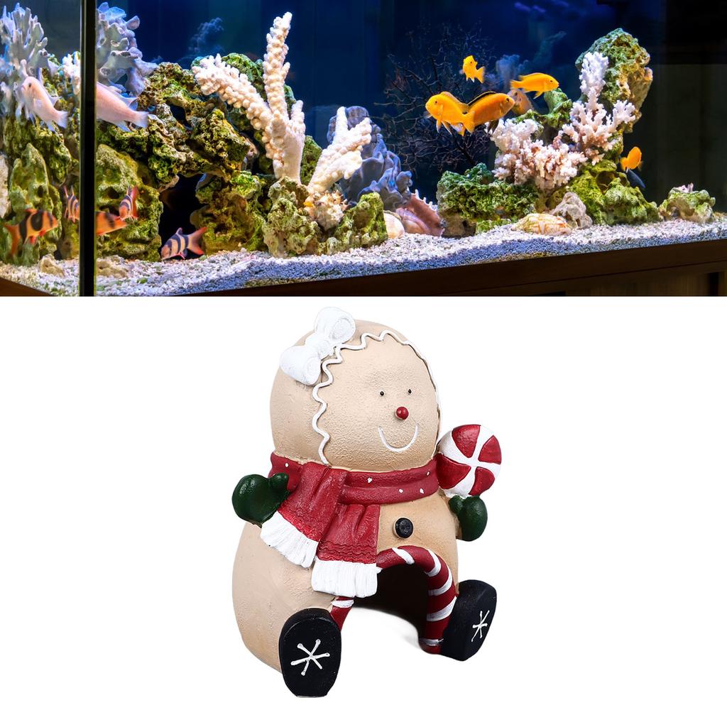 Christmas Theme Gingerbread Man Aquarium Ornament Aquarium Hideaway Fish Tank Landscaping