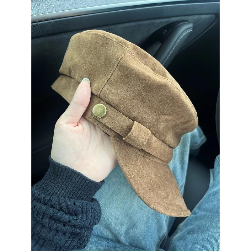 

Замшевая кепка-восьмиклинка с плоским верхом, женская осенне-зимняя новинка, маленькая, ретро, британская, восьмиугольная шляпа, зимняя универсальная шляпа художника M（56-58cm） хаки
