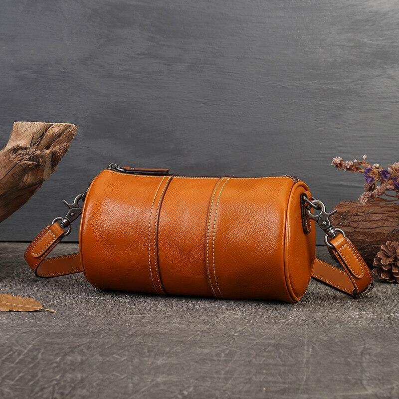 Johnature Geantă de pernă pentru femei din piele naturală, de culoare solidă, naturală, moale, de umăr și genți crossbody