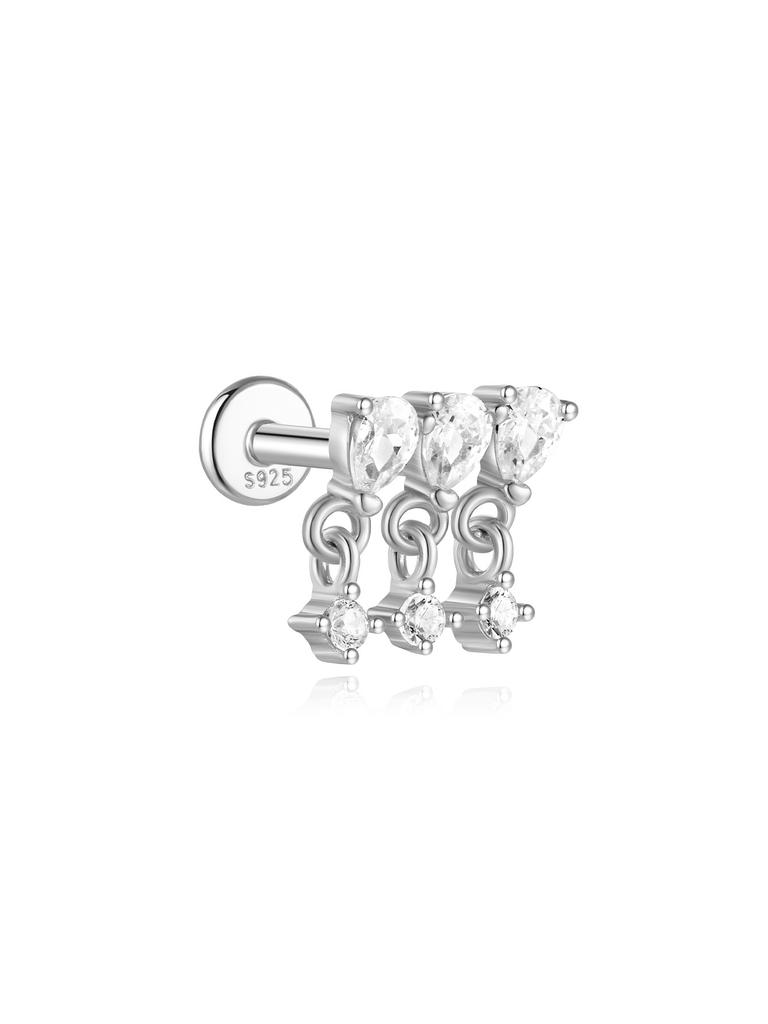 CANNER 1PZ Occhio di Cavallo Testa Piatta Filettato Perforazione Osso Auricolare Donna Argento 925 Ins Stella Fiore Geometria Zircone Orecchino a Lobo
