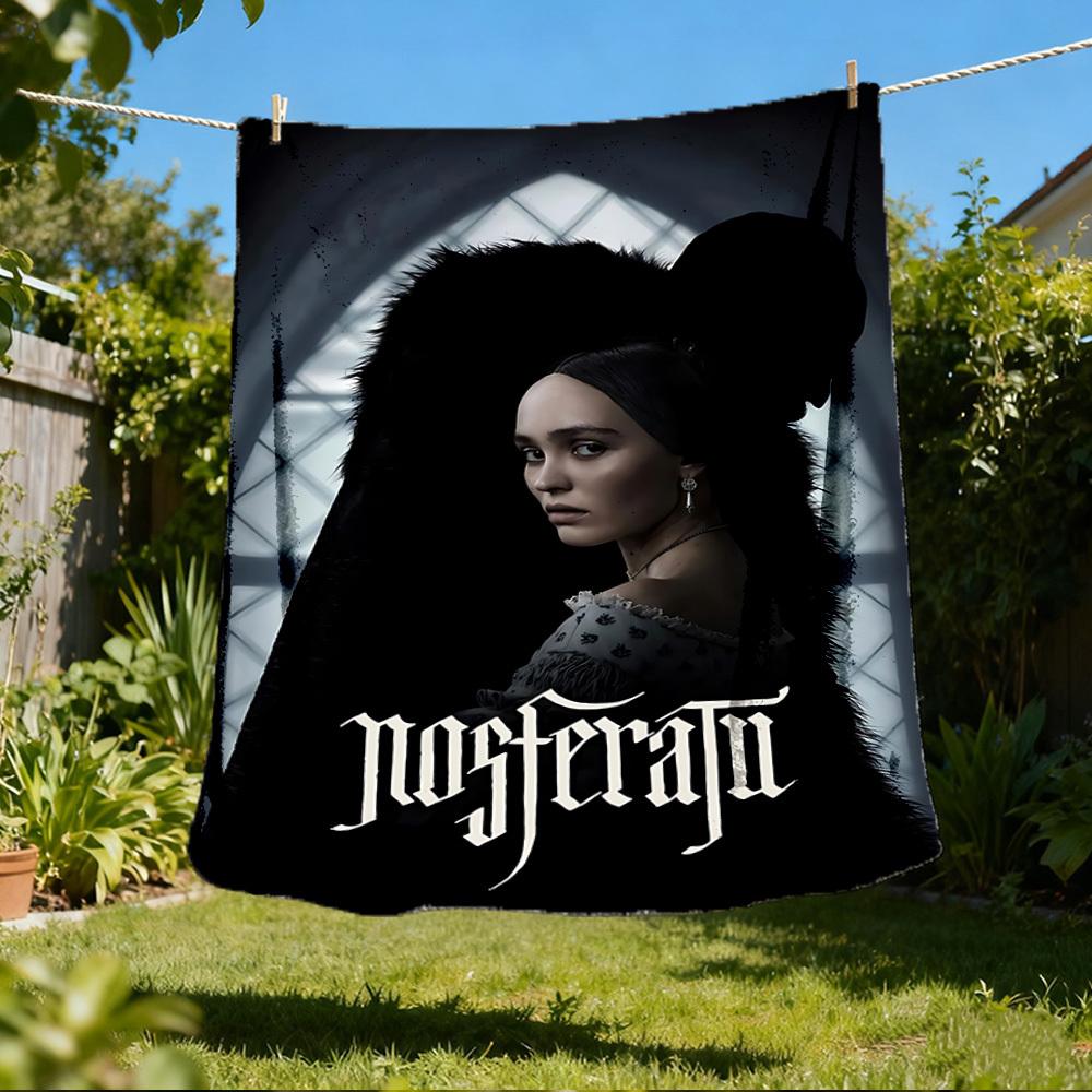 1pc Nosferatu, Dracula Outdoor Flannel Blanket Gift For Boys Girls Adults, Family Friends