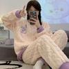 Women's 2024 Winter Coral Fleece Pajama Set - Stylish Flannel Suit for Autumn and Winter, Wearable Outdoors
