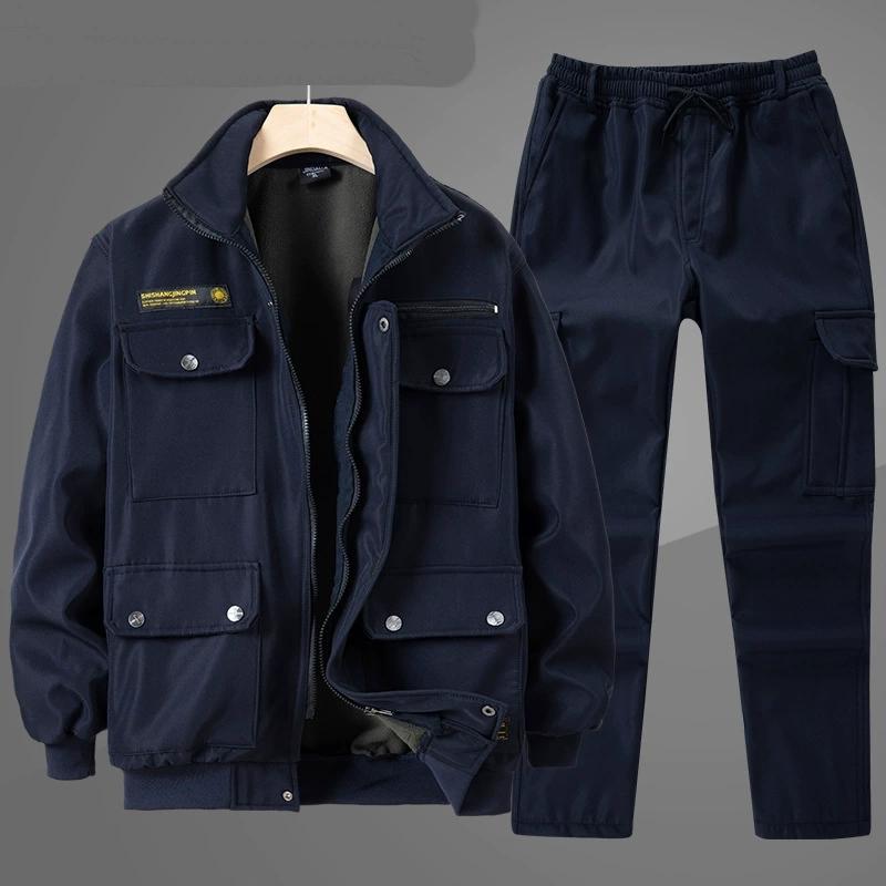 Autumn and Winter Plus Velvet Thickened Overalls Suit Men's Cold-proof and Warm Construction Machine Repair Workshop Labor Insurance Cotton Clothing
