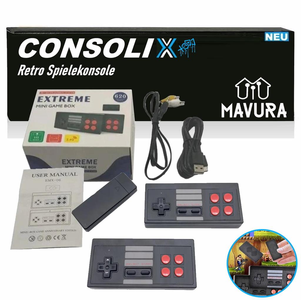 CONSOLIX Retro Games Console Mini Game Console 620 Games 2 Controllers