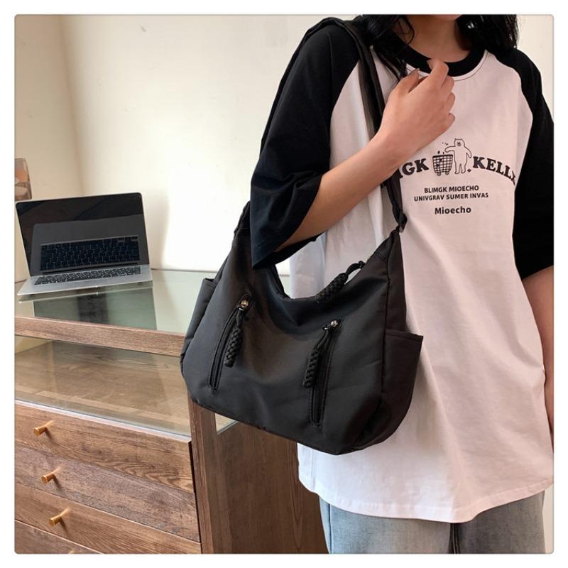 High Aesthetic Fashion Commuter Large Capacity Shoulder Bag Women Casual College Student Class Tote Bag Wide Strap Crossbody Bag