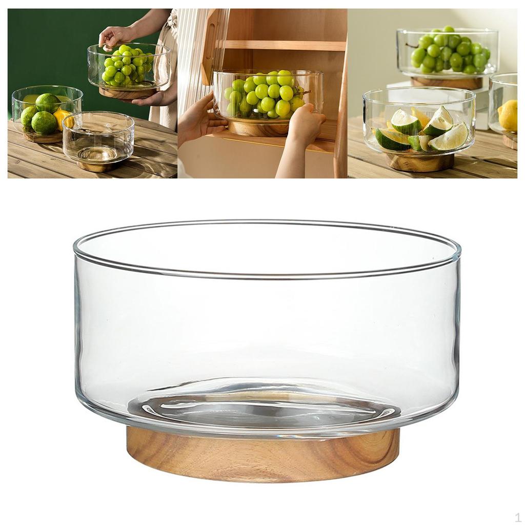 Innovative Serving Bowl Tray with Wooden Pedestal Fruit Dish Plate Display Stand Food Snacks