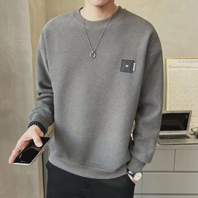 Felpa da Uomo Testurizzata Monocolore Larga Girocollo - Stile Casual Primavera & Autunno