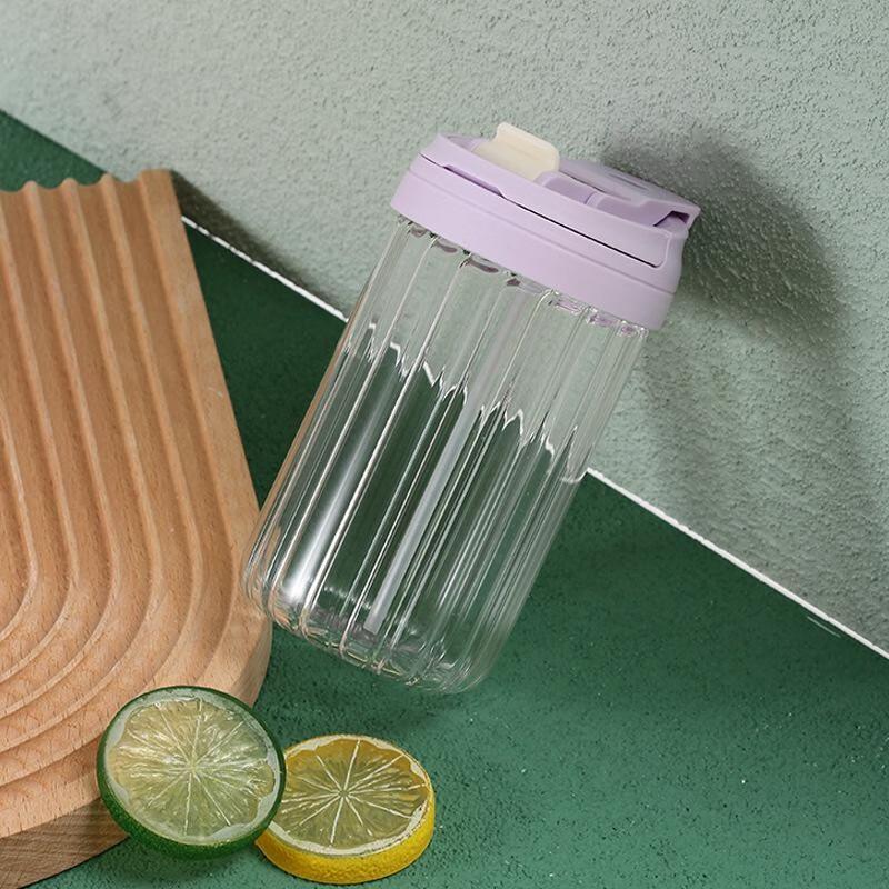 Borosilicate Glass Striped Straw Cup Set