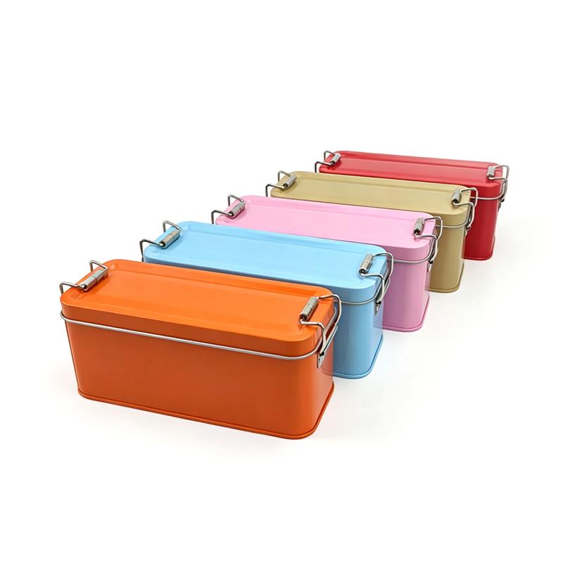 Stabile Rechteckige Blechdose mit Deckel zur Aufbewahrung von Kuchen, Tee-Verpackung, Reise-Kleinteile-Organizer
