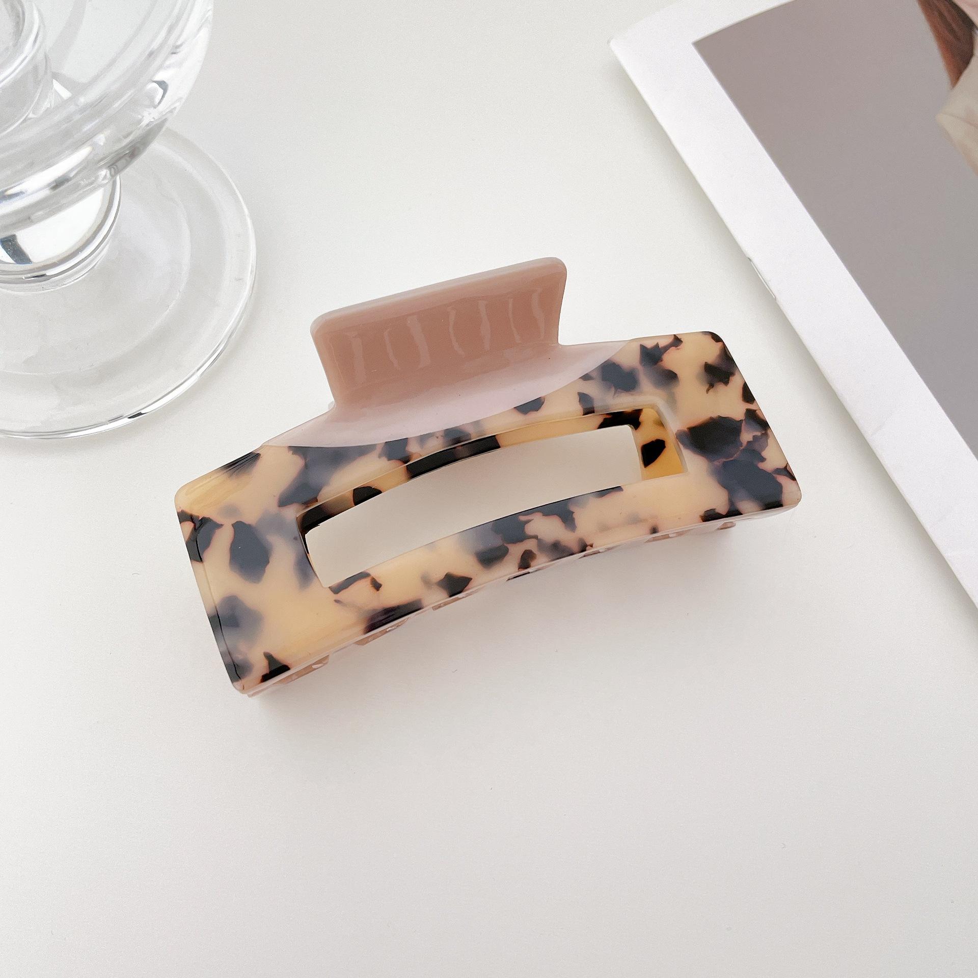 

10cm Acetate Gorgeous Resin Square Hair Claw Clip In Two Colors For Women Perfect For Fashionable Styles Hair Beige Tortoise