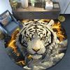 Roaring Tiger Round Area Rug,Carpet Rug for Living Room Bedroom Sofa Playroom Decor,Non-slip Floor Mat
