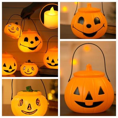 Handheld Pumpkin Bucket Trick or Treat Halloween Candy Can Halloween Decor Supplies