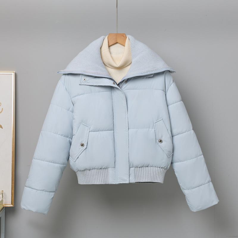 New Winter Style Down Jacket for Women Short Fashion Knitted Lapel Cotton Jacket